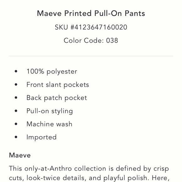 Nwt maeve Anthropologie Green Floral Wide Leg Pants - Picture 6 of 6